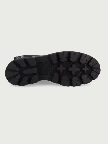 Tommy Hilfiger боти челси дамски от кожа TH STUD LEATHER HIGH CHELSEA черно