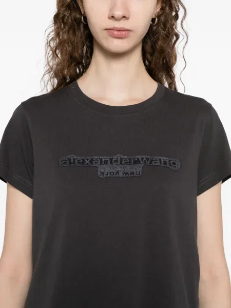 Tricou Alexander Wang cu broderie gri