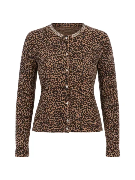 Cardigan Kaos cu imagine cu model leopard maro