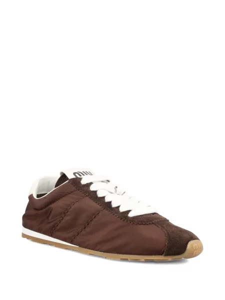 Sneakerși Miu Miu cu șireturi din dantelă maro