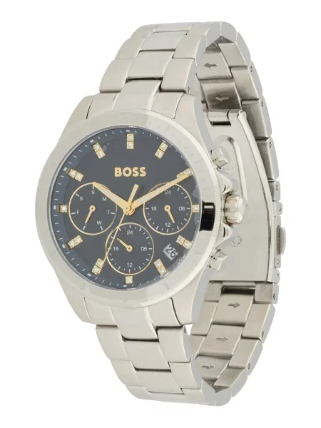 BOSS Ceas analogic Alley auriu argintiu / transparent negru