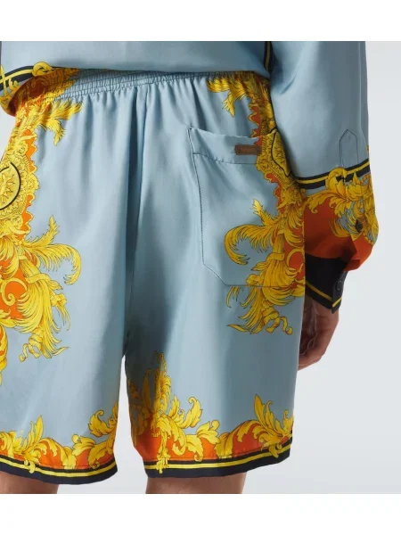 Pantaloni scurți Versace de mătase cu imagine