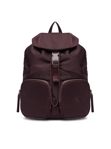 Calvin Klein Ruksak Pocket Nylon Flap Backpack Tamnocrvena smeđa