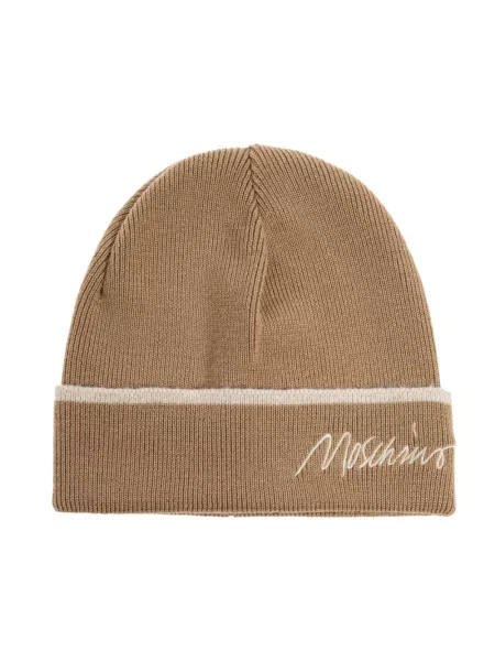Moschino czapka z wełną beżowy