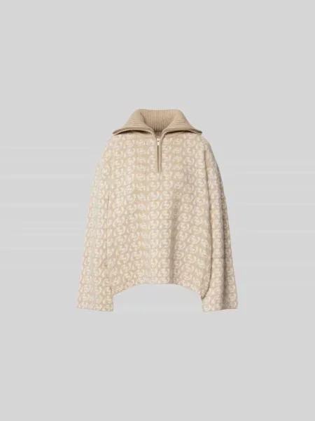 Sweter z krótkim zamkiem błyskawicznym Holzweiler beżowy