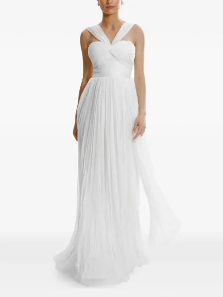 Rochie maxi Framboise plisată de costum alb