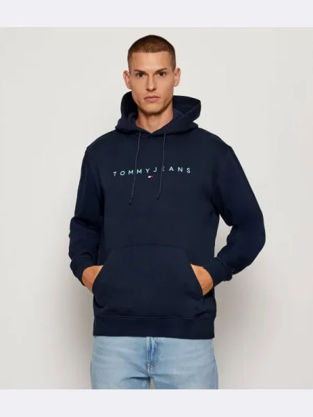 Kapucnis melegítő felső Tommy Jeans autogrammal kék