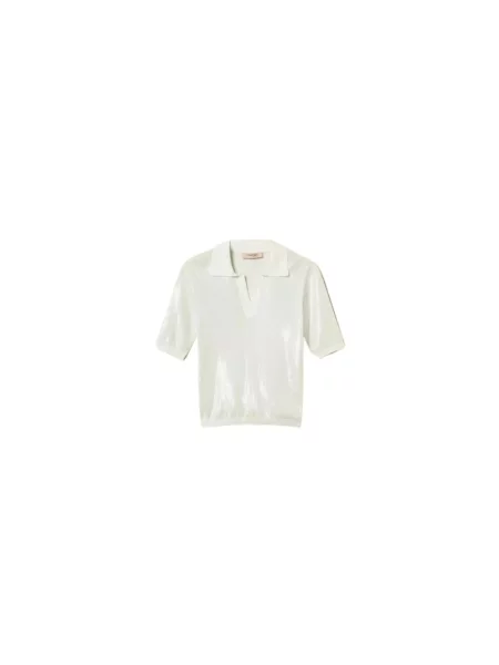 Dzianinowe polo Twinset niebieskie