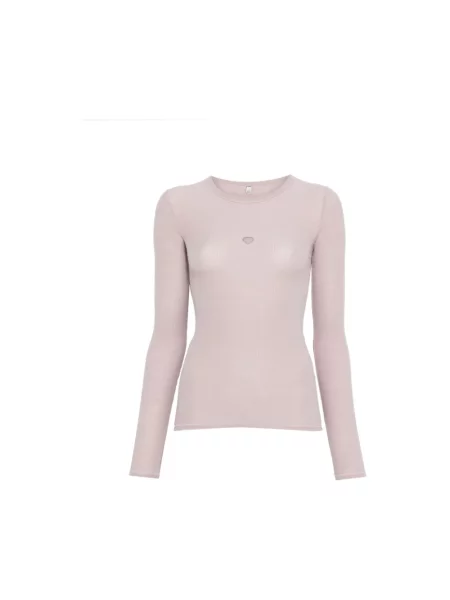 Dzianinowy top Baserange prążkowany fioletowy