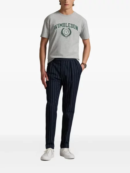 Tricou Polo Ralph Lauren din piele cu broderie în carouri maro