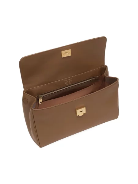 Torebka skórzana Dolce And Gabbana skórzana elegancka brązowa