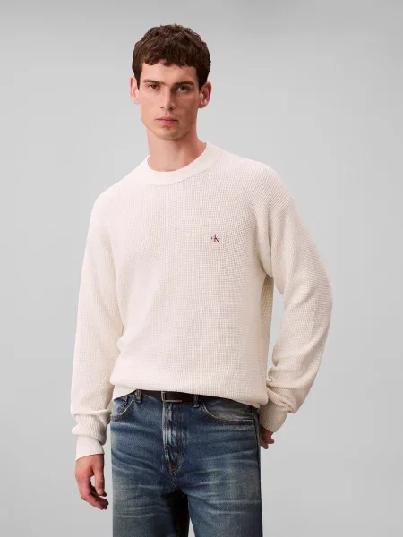 Calvin Klein Jeans pulover bombažen bež