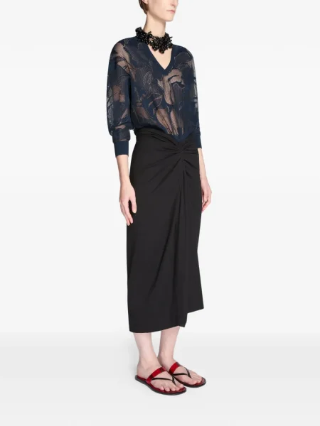 Džersis midi sijonas Dries Van Noten iki kelių juoda