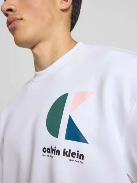 Bluza z nadrukiem z logo Calvin Klein Jeans biała
