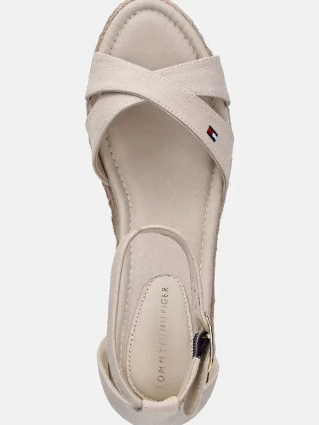 Tommy Hilfiger сандали обувки със скосена пларформа MID WEDGE ESPAD X CROSS бежово