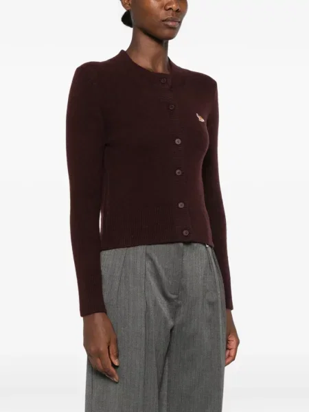 Cardigan Maison Kitsune cu autograf violet