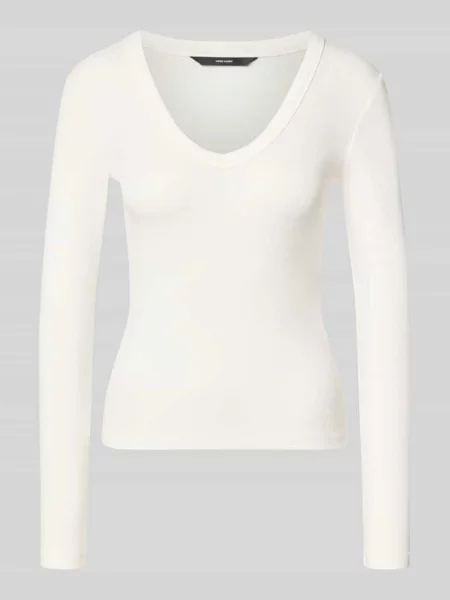 Bluzka z długim rękawem o kroju slim fit z mieszanki bawełny model CHLOE' Vero Moda biała