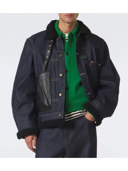 Geacă de blugi Sacai din piele albastru