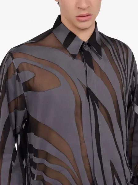 Cămașă Roberto Cavalli cu imagine cu model zebră gri