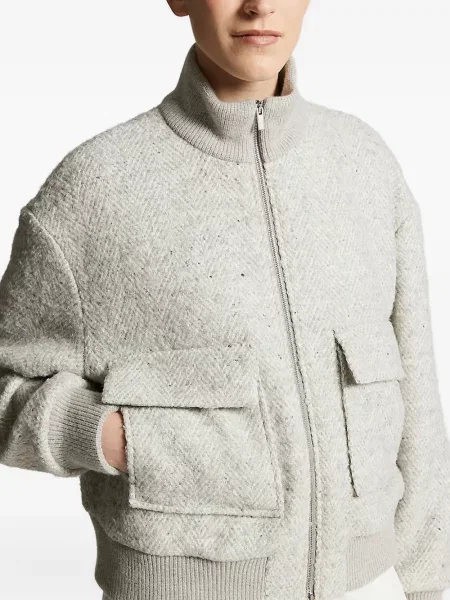 Geacă bomber Peserico cu model herringbone gri