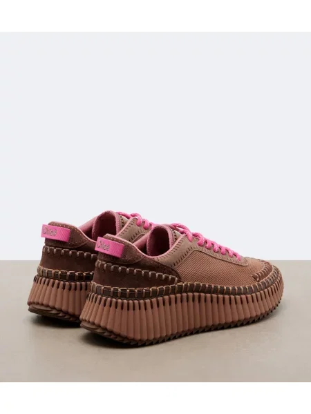 Sneakerși Chloé Nama din piele cu platformă maro
