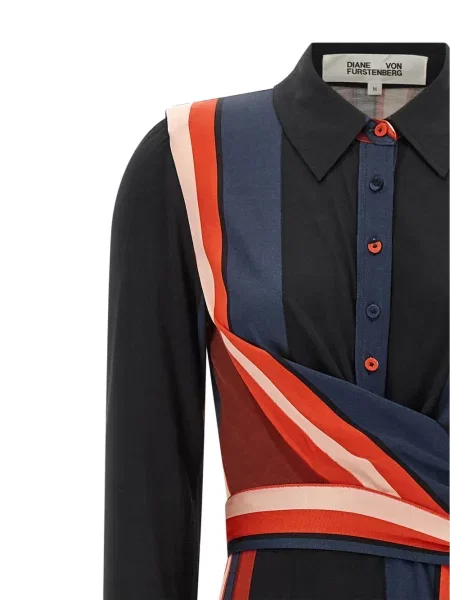 Rochie midi Dvf Diane Von Furstenberg cu dungi cu imagine roșu