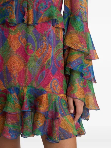 Rochie mini Etro cu model paisley de costum roșu