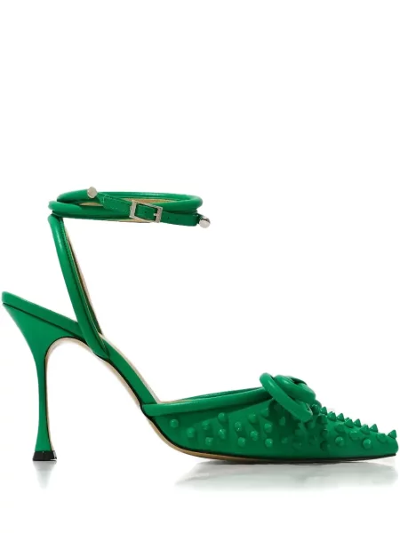 Pantofi cu toc Mach & Mach cu funde verde