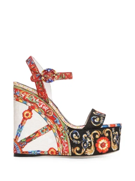 Sandale Dolce & Gabbana cu pană cu imagine alb