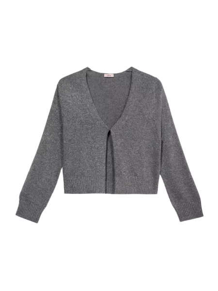 Krótki kardigan Oltre wełniany szary