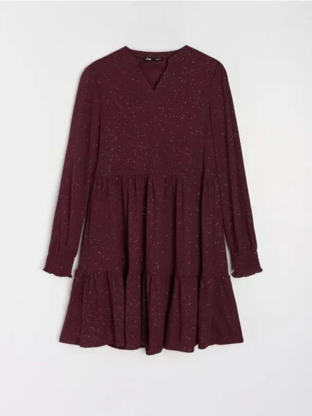 Міні-сукня з ефектом ярусів бордовий
