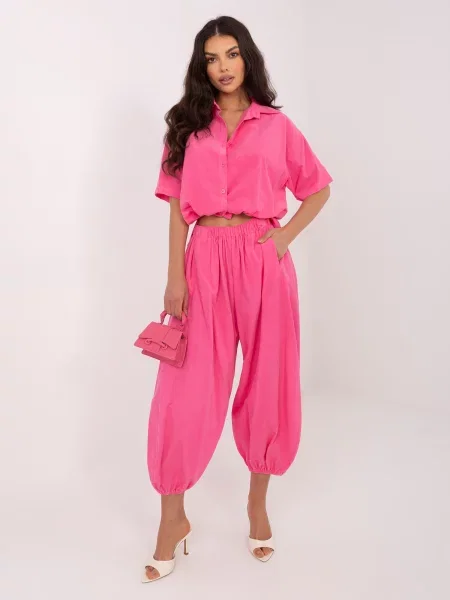 Pantaloni Italy Moda de catifea roz