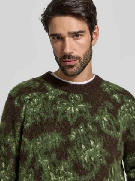 Sweter z dzianiny z okrągłym dekoltem model ‘Herbert’ Wood Wood