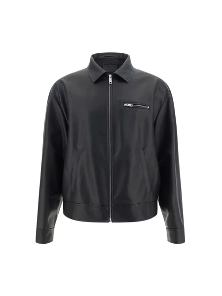 Kurtka skórzana Prada czarna