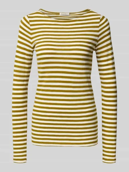 Bluzka z długim rękawem o kroju slim z czystej bawełny zielona