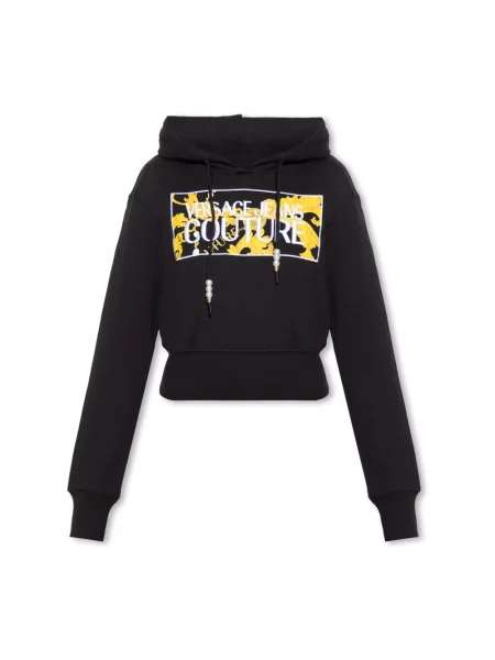 Bluza z kapturem Versace Jeans Couture z perełkami czarna