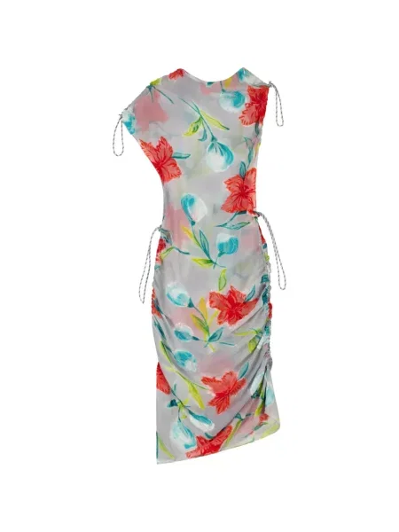 Rochie midi Coperni de mătase cu model floral cu imagine gri
