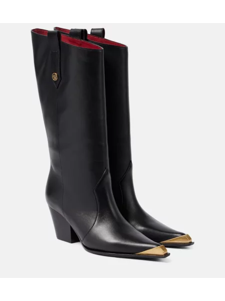 Usnjene kavbojski škornji Etro črna