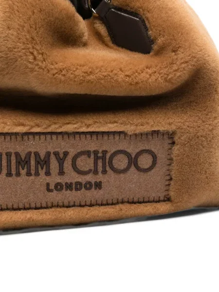 Шопинг чанта Jimmy Choo от овча кожа с връзки кафяво