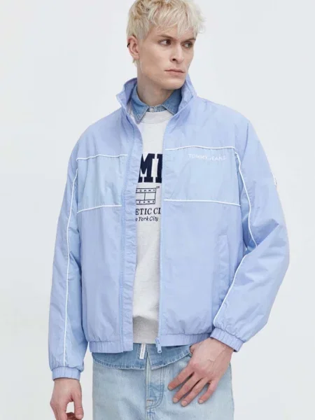 Яке Tommy Jeans преходен модел с уголемена кройка синьо