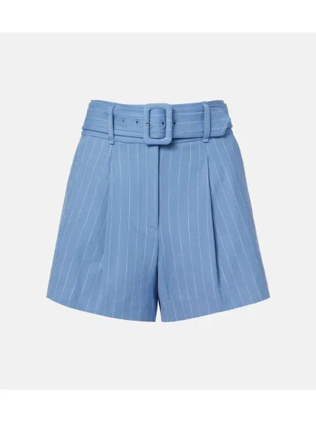 Pantaloni scurți Veronica Beard de in cu dungi albastru