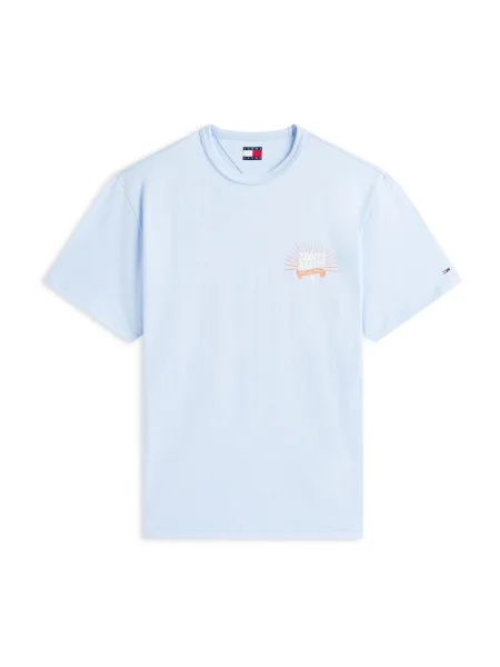Tommy Jeans Tricou NOVELTY albastru deschis / portocaliu închis alb