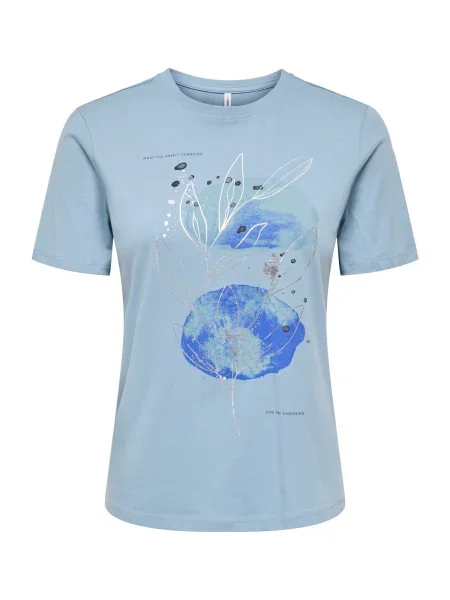 ONLY Tricou ONLKITA JANY albastru / albastru deschis / metalic / argintiu gri