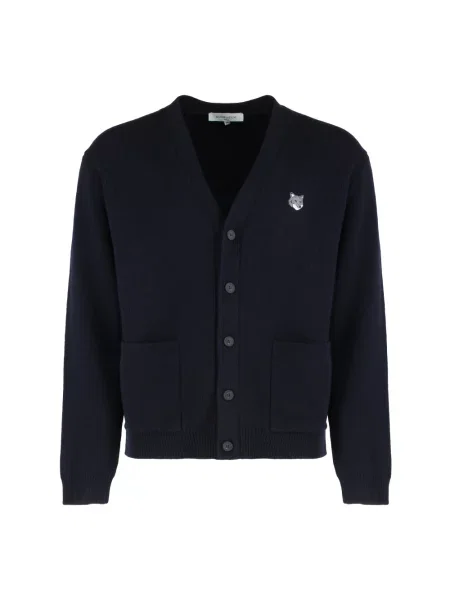 Kardigan Maison Kitsune wełniany niebieski