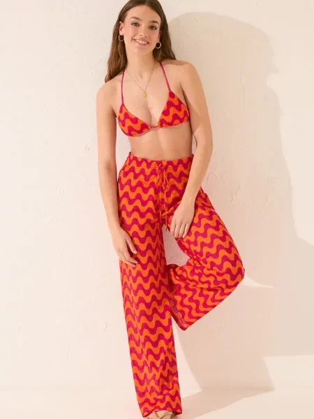 Панталон women'secret с широка каройка с висока талия розово