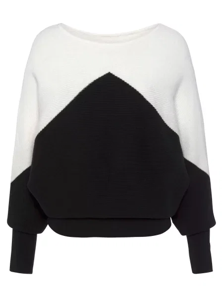 LASCANA Pulover negru alb