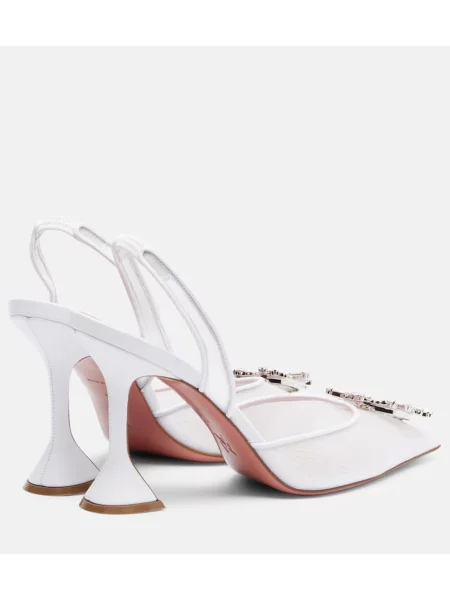 Pantofi cu toc Amina Muaddi plasă slingback alb