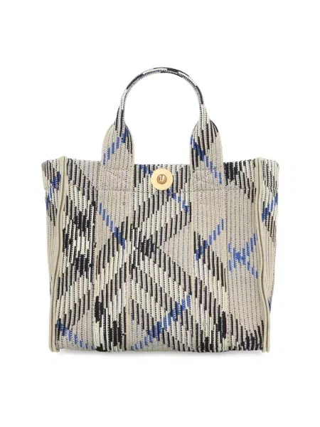 Dzianinowa torebka Burberry w kratę beżowa