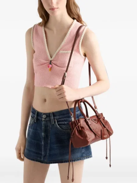 Geantă shopper Prada din piele maro