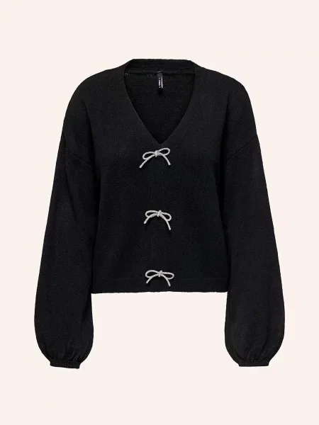 Sweter z dekoltem w serek czarny